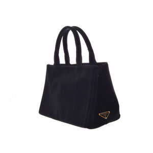 Prada Canvas Bag Black Tote Canapa Strap